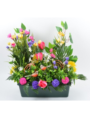 JARDINIERE 40 CM CROCUS BOUTON OISEAU PINK