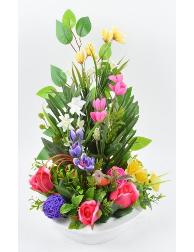 PLATEAU COEUR CROCUS BOUTON OISEAU PINK