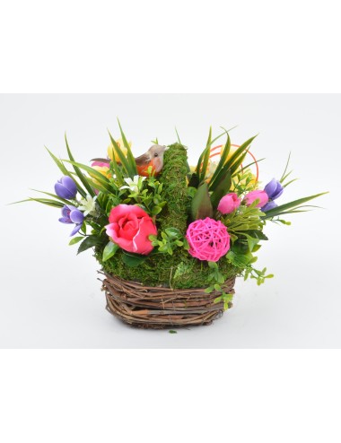 PANIER PM CROCUS BOUTON OISEAU PINK