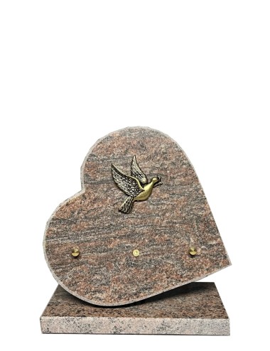 COEUR 20 X 20 SUR SOCLE - 1 INTER - BRONZE ET GRANIT VARIES