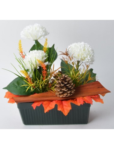 JARDINIERE 25 CM POMPON VERONIQUE ORANGE WHITE