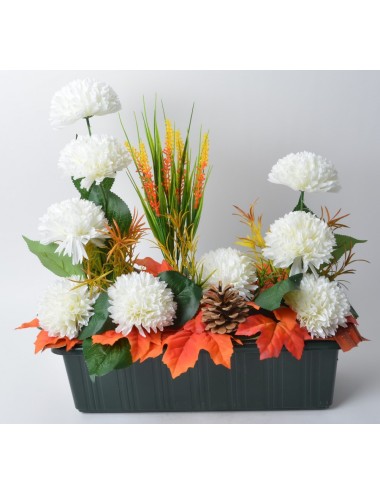 JARDINIERE 40 CM POMPON VERONIQUE ORANGE WHITE