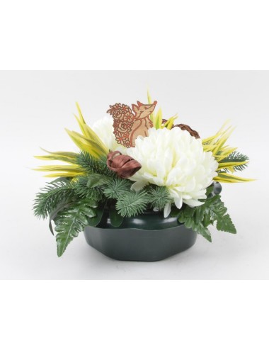 COUPE MARGUERITE CHRYSANTHEME BOIS SAPIN CREAM