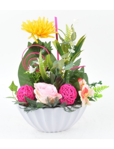COUPE OVALE PLASTIQUE ROSE TOKYO EUCALYPTUS YELLOW PINK