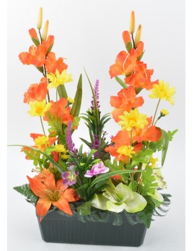 JARDINIERE 25 CM GLAIEUL ASTER LYS ORCHIDEE ORANGE LILAC YELLOW