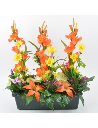 JARDINIERE 40 CM GLAIEUL ASTER LYS ORCHIDEE ORANGE LILAC YELLOW