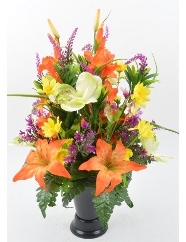 BOUQUET DE VASE GLAIEUL ALSTER LYS ORCHIDEE ORANGE LILAC YELLOW