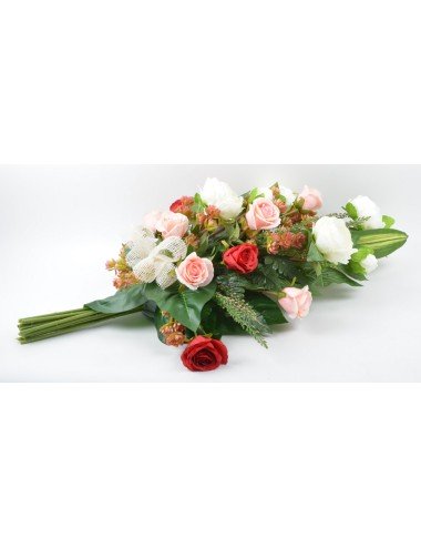 GERBE PIVOINE ROSE CACTEE WHITE RED SALMON