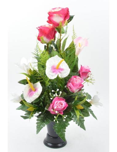 BOUQUET DE VASE ROSE ARUM...