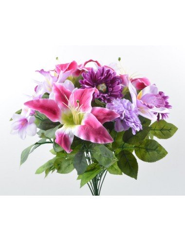 PIQUET DALHIA ORCHIDEE LYS GERBERA X 14 PURPLE