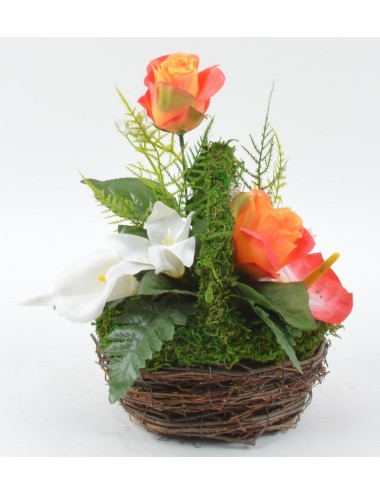 PANIER PM ROSE ARUM ANTHURIUM ORANGE WHITE