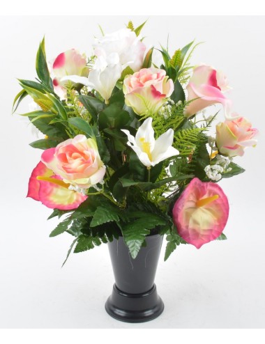 BOUQUET DE VASE ROSE ARUM...