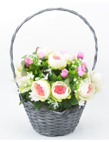 PANIER GRIS PIVOINE BOUTON ASS