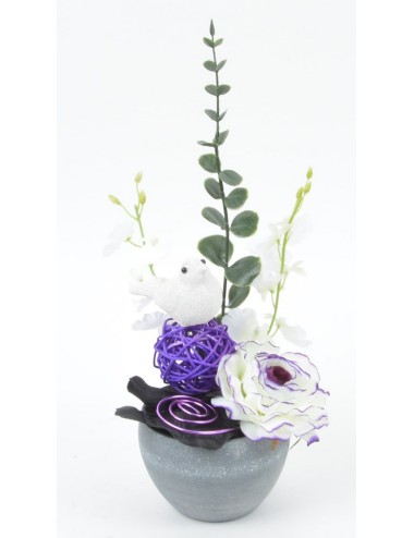 POT GRIS BETON ORCHIDEE RENONCULE EUCALYPTUS CREAM LILAC BLACK