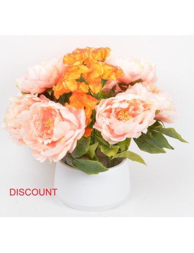 CONTENANT DECO PLASTIQUE 20 CM PIVOINE MINI OEILLET ASS