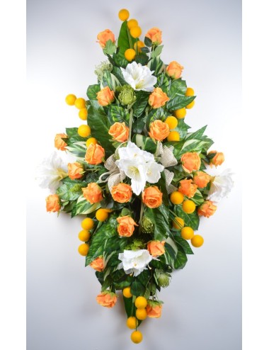 DESSUS CERCEUIL AMARYLLIS NUTAN ROSE BOULE VELOUR ORANGE CREAM