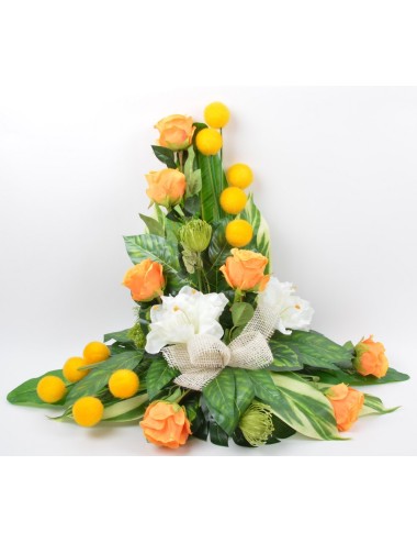 DEVANT DE TOMBE PM AMARYLLIS NUTAN ROSE BOULE VELOUR ORANGE CREAM