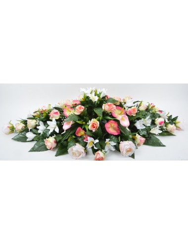 DESSUS DE CERCUEIL ROSE ARUM ANTHURIUM SALMON WHITE
