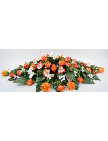 DESSUS DE CERCUEIL ROSE ARUM ANTHURIUM ORANGE WHITE
