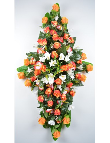 DESSUS DE CERCEUIL ROSE ARUM ANTHURIUM ORANGE WHITE