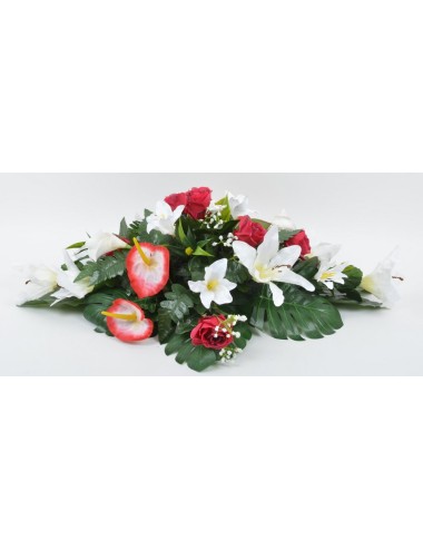 COUSSIN ROSE ARUM ANTHURIUM RED WHITE