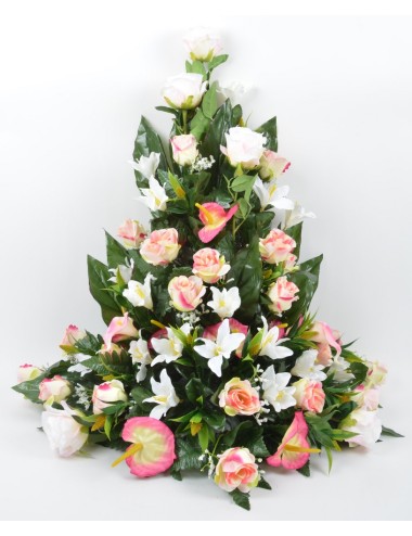 DEVANT DE TOMBE GM ROSE ARUM ANTHURIUM SALMON WHITE