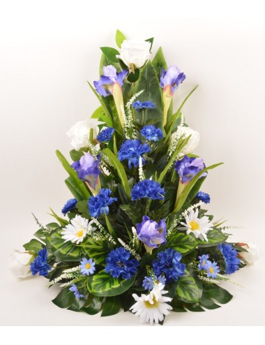 DEVANT DE TOMBE PM IRIS ROSE BLEUET BLUE