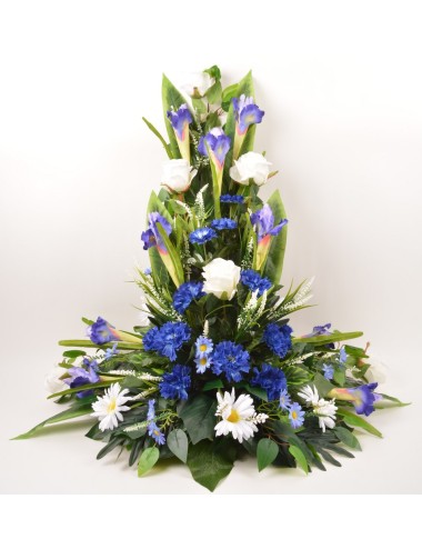 DEVANT DE TOMBE GM IRIS ROSE BLEUET BLUE