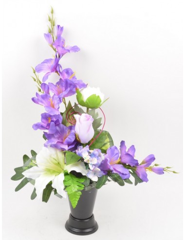 BOUQUET DE VASE GLAIEUL HORTENSIA LYS BOUTON LILAC CREAM