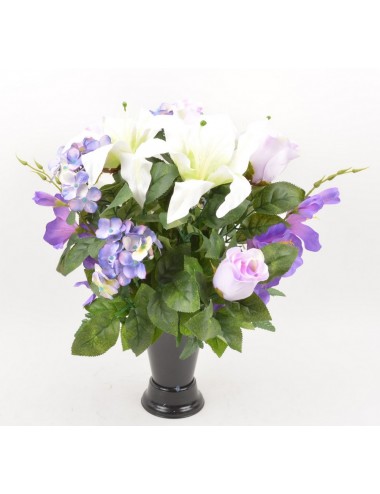 BOUQUET DE VASE GLAIEUL HORTENSIA LYS BOUTON LILAC CREAM