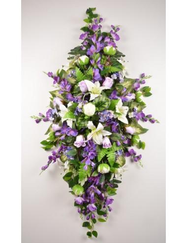 DESSUS DE CERCUEIL GLAIEUL HORTENSIA LYS BOUTON LILAC CREAM