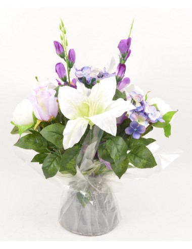 BOUQUET BULLE GLAIEUL HORTENSIA LYS BOUTON LILAC CREAM