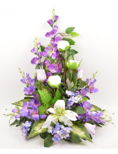 DEVANT DE TOMBE PM GLAIEUL HORTENSIA LYS BOUTON LILAC CREAM