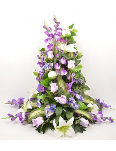 DEVANT DE TOMBE GM GLAIEUL HORTENSIA LYS BOUTON LILAC CREAM