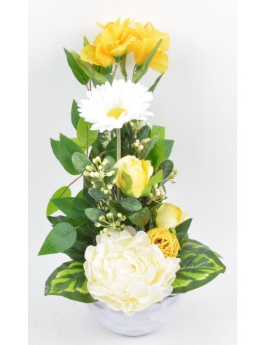 COUPE NID D'ABEILLE ALSTROMERIA PIVOINE BAIE GERBERA YELLOW WHITE