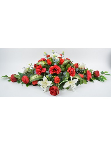 COUSSIN ROSE ANEMONE LYS BOUTON RED WHITE