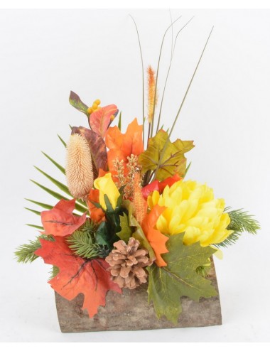 BUCHE BOIS 20 CM CHRYSANTHEME ERABLE FORESTIERE YELLOW