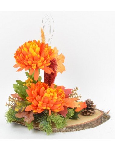 PLAQUETTE BOIS CHRYSANTHEME...
