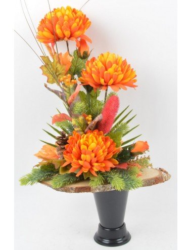BOUQUET DE VASE CHRYSANTHEME ERABLE FORESTIERE ORANGE