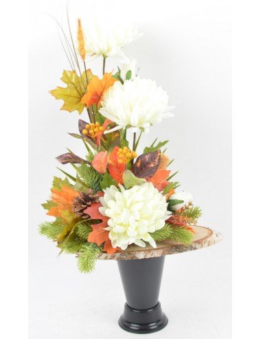BOUQUET DE VASE CHRYSANTHEME ERABLE FORESTIERE CREAM