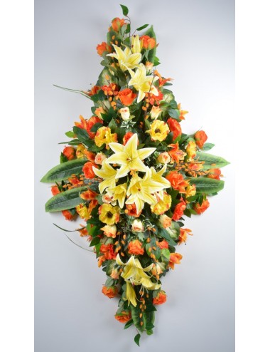 DESSUS DE CERCUEIL 80 LYS CHATON ANEMONE ROSE YELLOW ROSE