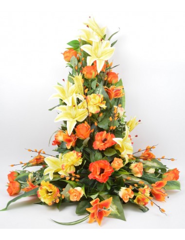 DEVANT DE TOMBE GM LYS CHATON ANEMONE ROSE YELLOW ORANGE