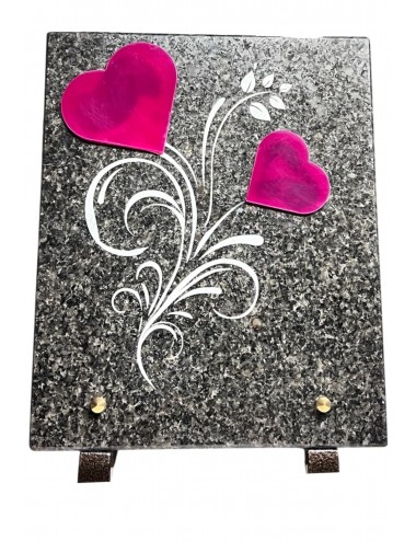 PLAQUE GRANIT CHANTS POLIS 20 X 25 COEUR EN PLEXI