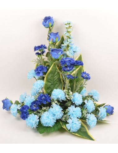 DEVANT DE TOMBE PM DELPHINIUM BLEUET ROSE OEILLET BLUE