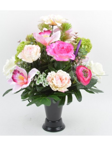 BOUQUET DE VASE ROND RENONCULE ROSE ORCHIDEE BEAUTY