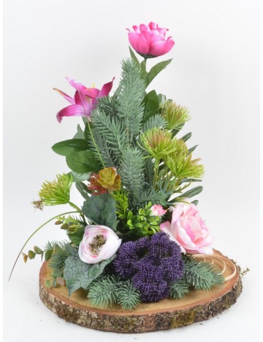ROND BOIS RENONCULE ROSE...