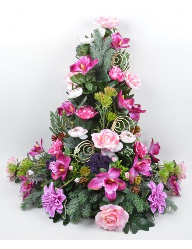 DEVANT DE TOMBE GM RENONCULE ROSE ORCHIDEE LILAC