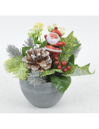 CONTENANT DECO TYPE BETON CIRE SAPIN POINCETIA PERE NOEL RED