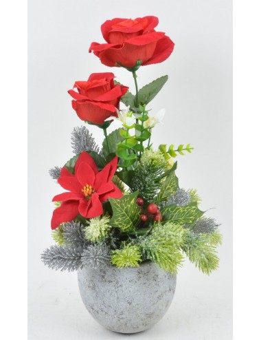 POT CIMENT MARBRE 12 CM SAPIN POINCETIA PERE NOEL RED