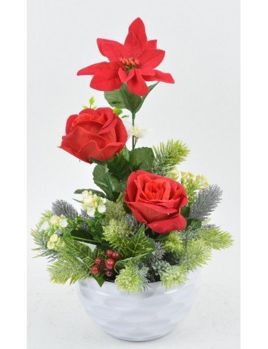 COUPE RONDE PLASTIQUE NID D'ABEILLE SAPIN POINCETIA PERE NOEL RED